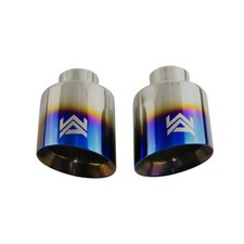 Pair Blue Universal 3'' inlet 5'' outlet Exhaust End Tips Muffler Tips New WA picture