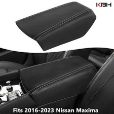Fit 2016-2023 Nissan Maxima Center Console Lid Armrest Leather Cover Gray Stitch picture