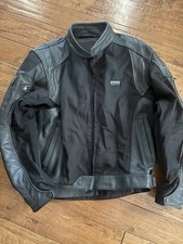 Rev'It Leather Motorcycle Jacket Black Padded Riding Armor Rev It Men's Sz 52 picture