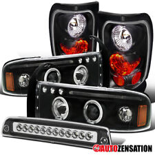 Fit 1994-2001 Ram 1500 2500 Black Halo Projector Headlights+Tail+LED 3rd Brake picture