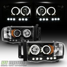 Black 2002-2005 Dodge Ram 1500 03-05 Ram 2500 3500 Halo LED Projector Headlights picture