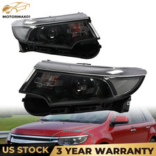 For Ford Edge 2011-2014 Black Halogen Headlamp Headlight Pair W/Bulbs picture