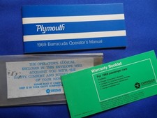ORIGINAL 1969 Plymouth Barracuda Owner's Manual OEM Mopar 69 'Cuda Formula S picture