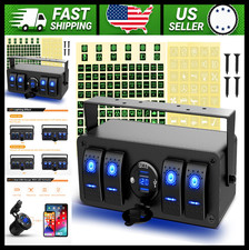 4 Gang 12V Rocker Switch Panel with USB Charger & Voltmeter for Boat RV picture