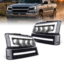 4 Projector LED DRL White Side Headlights fit for 2003-2006 Chevy Silverado picture