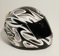Arai Quantum f SNELL DOT HELMET Full Face Black White Flame Graphic Medium Rare picture