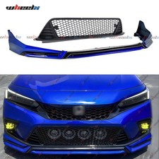 FOR 22-24 HONDA CIVIC YOFER STYLE AEGEAN BLUE FRONT BUMPER LIP + HONEYCOMB GRILL picture