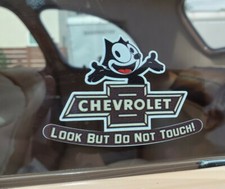 New Felix Cat Brown/Tan Chevrolet Look But Do Not Touch Inside the Glass Decal picture