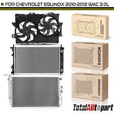Radiator & AC Condenser & Dual Cooling Fan w/ Shroud for Chevy Equinox GMC 10-12 picture