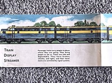 1950s VINTAGE TRAIN STREAMER FOLDOUT AMERICAN RAILROADS PASSENGER FREIGHT 6 FEET picture