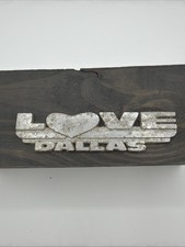 VTG Love Ford Dallas Texas Metal Dealership Badge Emblem Tag Trunk Gas Oil TX picture