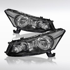 Fit 2008-2012 Honda Accord Sedan 4Dr Black Headlights Headlamps Left+Right 08-12 picture