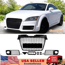 For Audi TT S-Line 2007-2014 Glossy Black Front Grille & Fog Light Grille Covers picture
