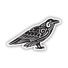 Norse Mythology Viking Raven Sticker Decal - Weatherproof - huginn muninn v2 picture