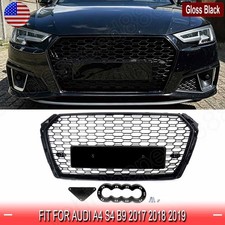 Fits 2017-2019 AUDI A4 S4 B9 Front Grill Grille Honeycomb Glossy Black RS4 Style picture
