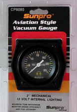Sunpro 2 nch Aviation Vacuum Gauge Black Mechanical picture