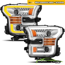[Bright LED Tube] 2015 2016 2017 Ford F-150 Chrome LED Bar Projector Headlights picture