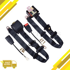 For All Nissan Premium Black Nylon Webbing Seat Belt Kit 3 Point 2 Pieces Set picture