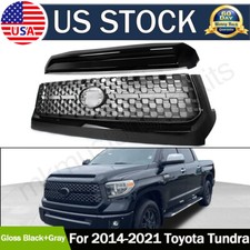 2x Gloss Black Front Grill Grille&Hood Bulge Molding For 2014-2021 Toyota Tundra picture