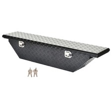 Black 61.5-Inch Aluminum Angled Truck Bed Tool Box Low Profile Wedge Toolbox picture