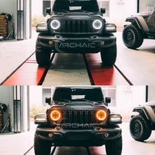 Amber/White DRL Headlight For 2018-26 Jeep Wrangler JL JLU& 2020-25 Gladiator JT picture