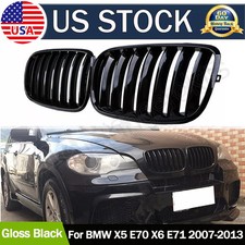 For BMW X5 X6 E70 E71 2007-2013 Painted Glossy Black Front Grille Grill Kidney picture