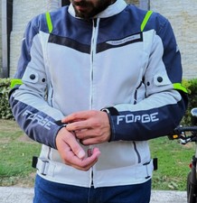 Summer Motorcycle Jacket,Biking Jacket | Silver, Deep Blue & Neon Yellow picture