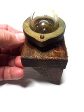 VINTAGE WILCOX CRITTENDEN BRONZE GLASS ANCHOR LIGHT with TEAK MOUNT picture