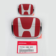 RACING SET Red H Emblem 2PCS Front & Rear For 06-15 HONDA CIVIC SEDAN EX LX SI picture