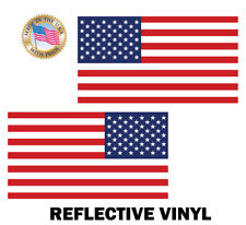 2x REFLECTIVE 3M USA American Flag Decal Stickers Exterior Various Sizes US made picture