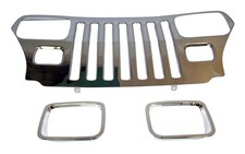 Crown Automotive RT34045 Stainless Steel Grille Applique w/ Chrome Bezels for picture
