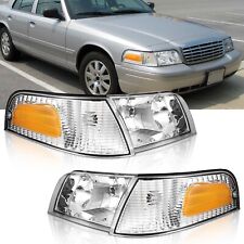 WEELMOTO For 1998-2011 Ford Crown Victoria Headlights+Corner Signal Lamps LH+RH picture