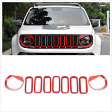 Red ABS Grill Insert + Angry Eyes Headlight Bezel Cover For Renegade 2015-2018 picture