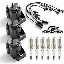 3X OEM Ignition Coil & Iridium Spark Plugs & Wires for Buick Chevy Pontiac DR39 picture