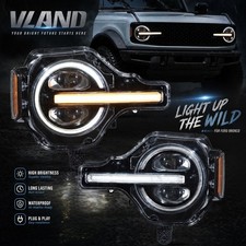 VLAND 2x LED Projector Headlights For 2021-2024 Ford Bronco DRL Color Changed picture