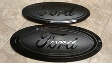 2017-19 Ford F250 F350 GRILL and TAILGATE emblem GLOSS/MATTE BLACK COMBO PAIR picture