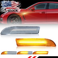 Clear Dynamic Amber LED Front Side Marker Lights For 09-16 Porsche Panamera 970 picture