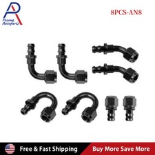 8pcs 8AN AN8 Push Lock Fuel Hose End Fitting Adaptor 0° 45° 90° 180° US picture