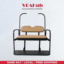 VPAHub EZGO TXT Golf Cart Flip Folding Rear Seat, Tan Cushions, Fit 1995+ Models picture