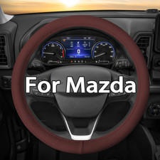 38CM 15''Car Steering Wheel Cover Genuine Leather for Mazda 1999-2023 Red picture
