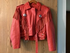 Vintage Women’s First Leather Western Motorcycle Jacket Fringes Size M Zippered picture