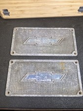 Vtg 2x Metal Chevy Truck Step Plates w/ Bowtie Emblem 3100 C10  Rare Accessories picture