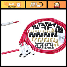 Universal Spark Plug Wire Set - Transparent Red & White Ceramic for V6 V8 Engine picture