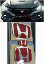 3PC Red H Emblem For 2016-2021 HONDA CIVIC HATCHBACK Front+Rear+Steering Badge/ picture