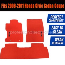 Front & Rear Floor Mats Carpet Waterproof Red Velour For 2006-2011 Honda Civic picture