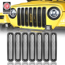 7PCS Front Grille Clip-in Mesh Insert Cover Guard For 1997-2006 Jeep Wrangler TJ picture