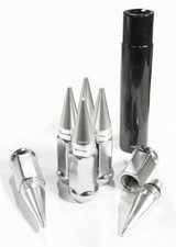 20x 1/2-20 SILVER SPIKE LUG NUTS + KEY FOR MUSTANG/WRANGLER/GRAND CHEROKEE DODGE picture