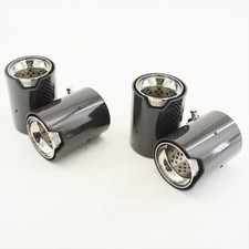 4PC Inlet 63MM Glossy Carbon Silver Exhaust Tip M3 M4 M135i M235i M140i M240i picture