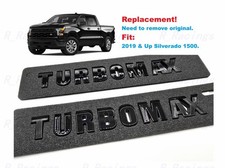 2PCS Kit Front Hood Gloss Black Turbomax Emblems Badges Fit 2019+ Silverado 1500 picture