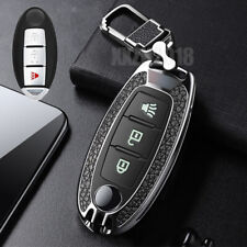 Metal+Leather Luminous 3 Buttons Car Key Fob Case Cover For Nissan For Infiniti picture